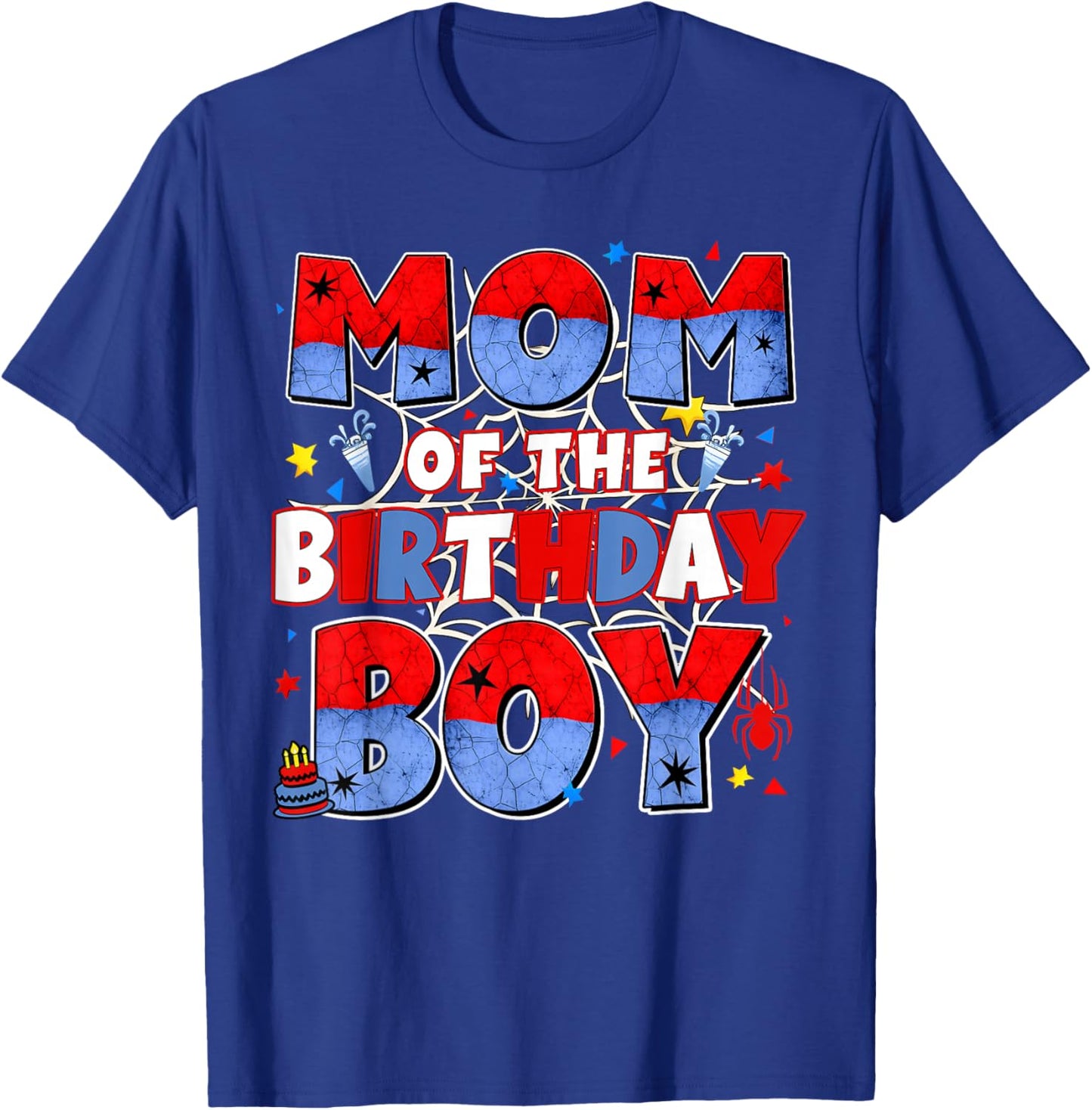 Mom of The Birthday Boy Family Spider Birthday Mommy Mother T-Shirt - T-Shirt | Royal