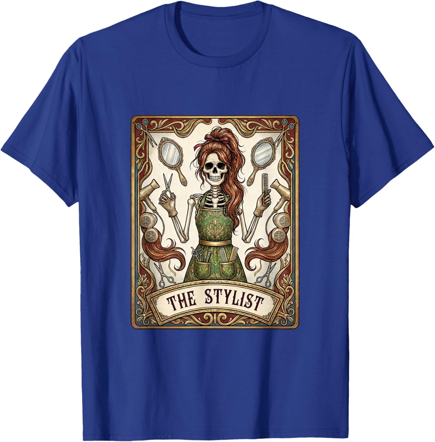 Hair Stylist Tarot Card Skeleton Cosmetology for Hairdresser T-Shirt - T-Shirt | Royal