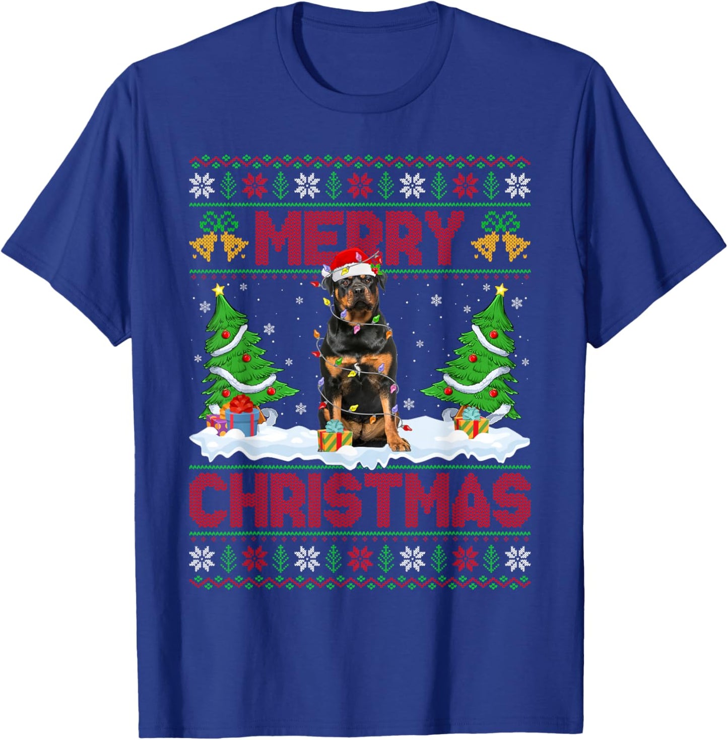 Rottweiler Ugly Xmas Sweater Funny Pet Dog Lover Christmas T-Shirt - T-Shirt | Royal
