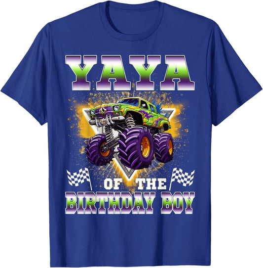 Yaya of The Birthday Boy Monster Truck Birthday Family T-Shirt - T-Shirt | Royal