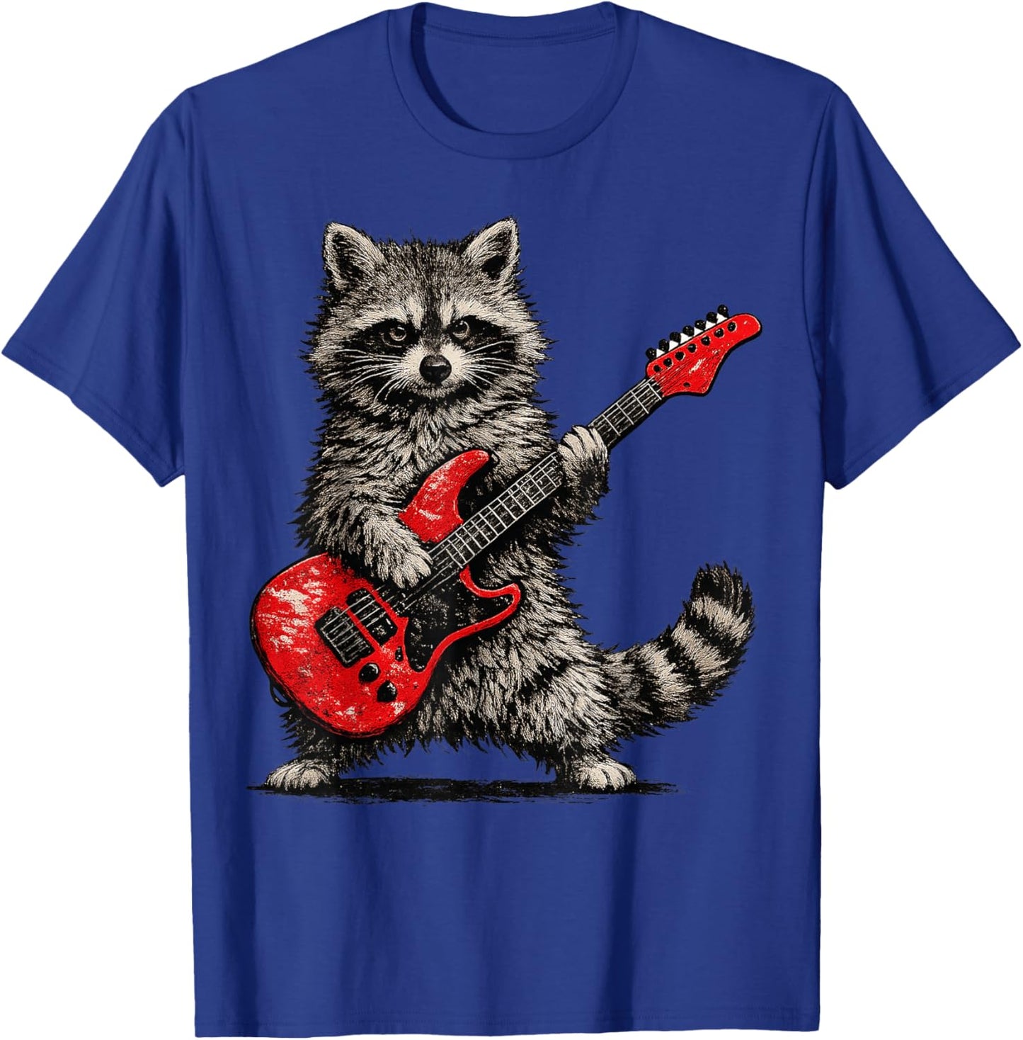 Funny Raccoon Playing Guitar Rock and Roll Gifts Men Women T-Shirt - T-Shirt | Royal