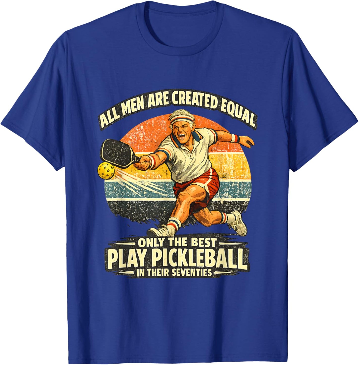 Funny 70th Birthday Pickleball Player 70 Years Old Paddle T-Shirt - T-Shirt | Royal