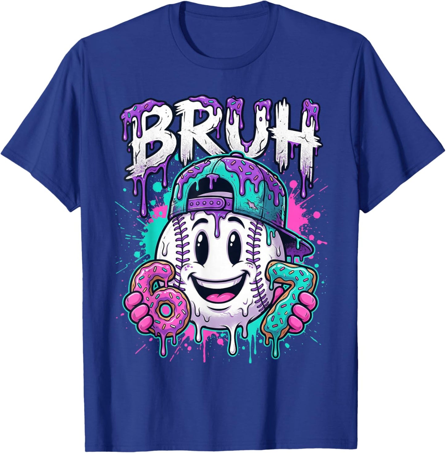 Bruh 67 Baseball Drip Boys Kids Six Seven Meme 6-7 Dripping T-Shirt - T-Shirt | Royal