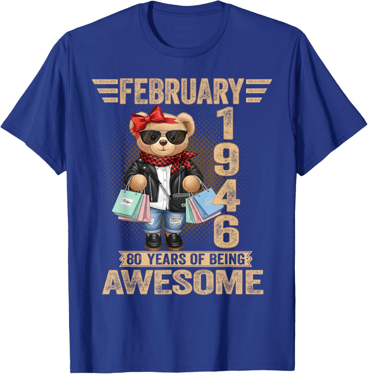 80 Year Old February 1946 Teddy Bear 80th Birthday Women T-Shirt - T-Shirt | Royal