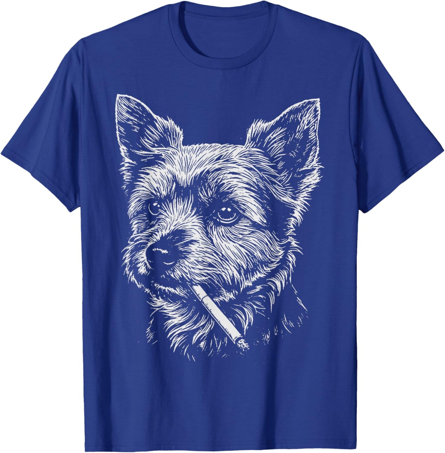 Yorkie Meme Funny Dog Smoking Cigarette T-Shirt - T-Shirt | Royal
