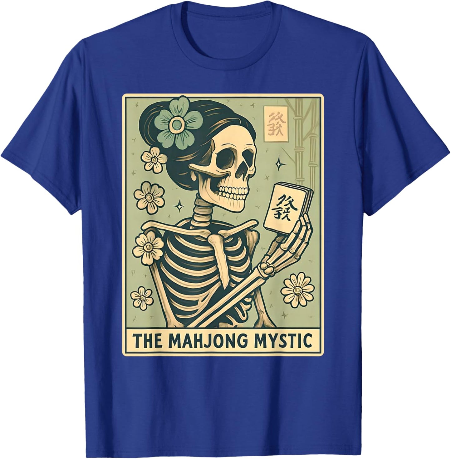 Mahjong Tarot Card Funny Skeleton Matching Mahjong Club T-Shirt - T-Shirt | Royal