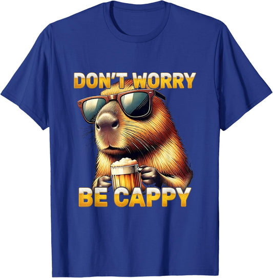 Funny Beer Capybara Drinking Bar Party Humor Gift Be Cappy T-Shirt - T-Shirt | Royal