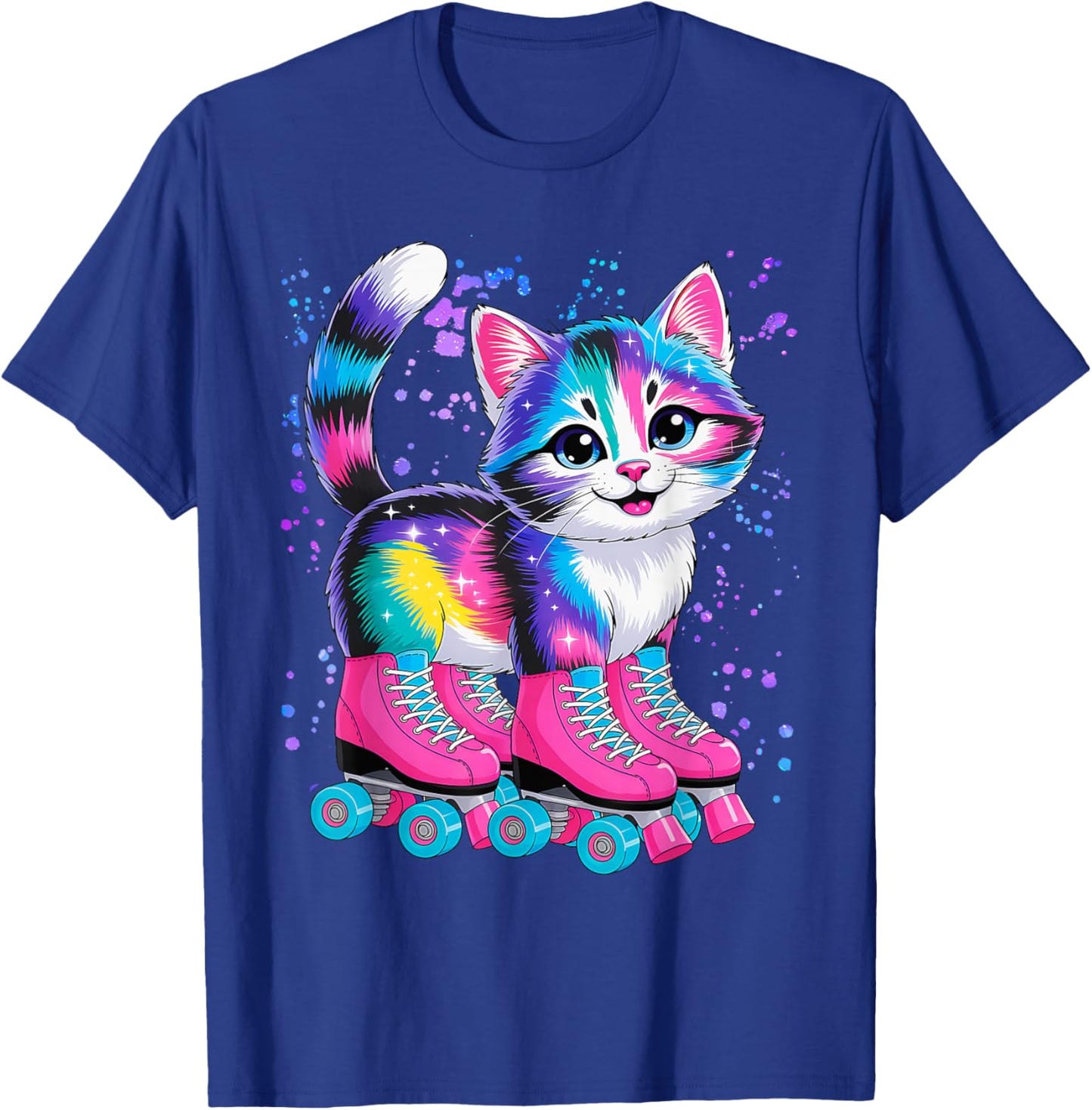 Roller Skating Cat Derby Skater T-Shirt - T-Shirt | Royal