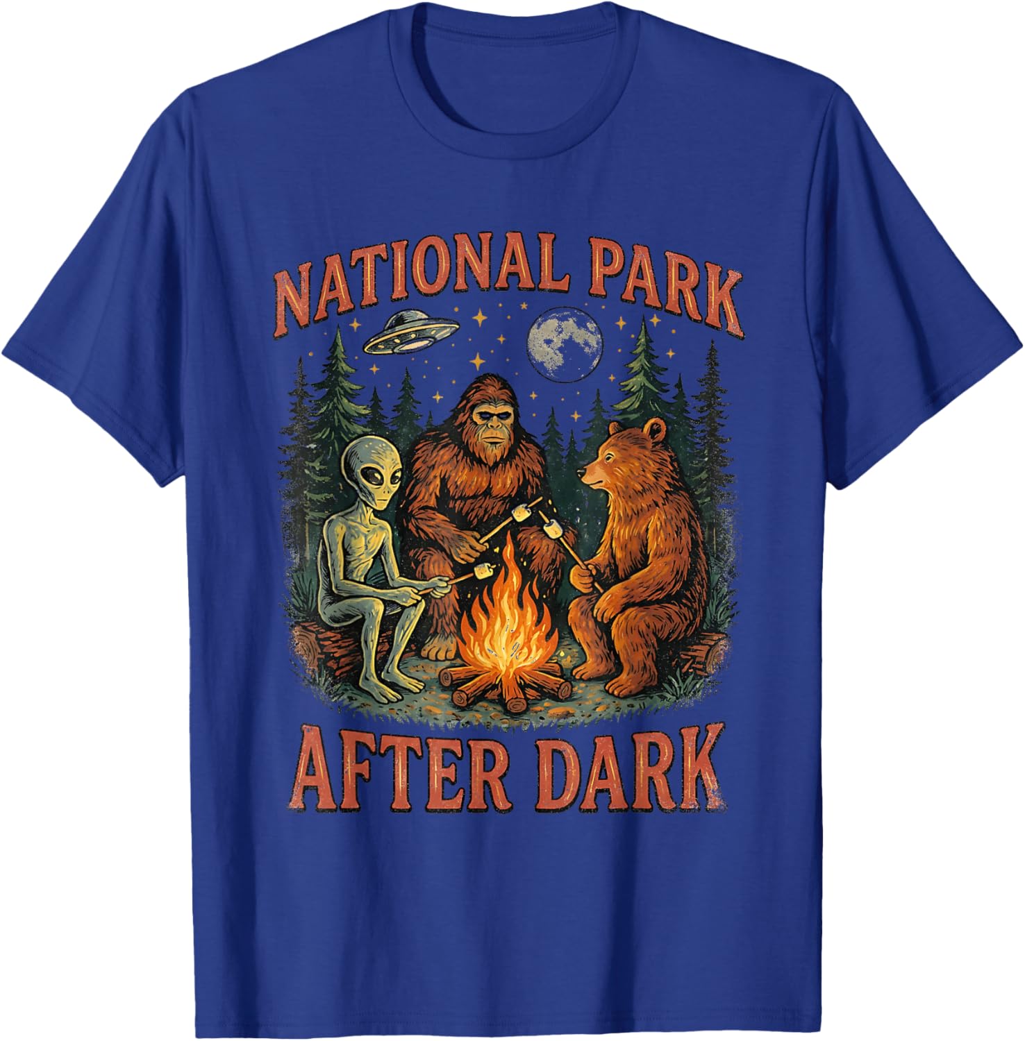 Bigfoot National Park After Dark Funny Sarcastic Humor Joke T-Shirt - T-Shirt | Royal