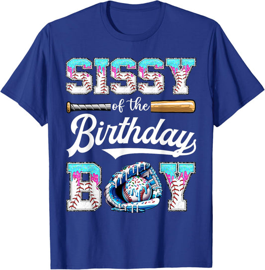 Sissy of The Birthday Boy Baseball Ice Cream Drip Matching T-Shirt - T-Shirt | Royal