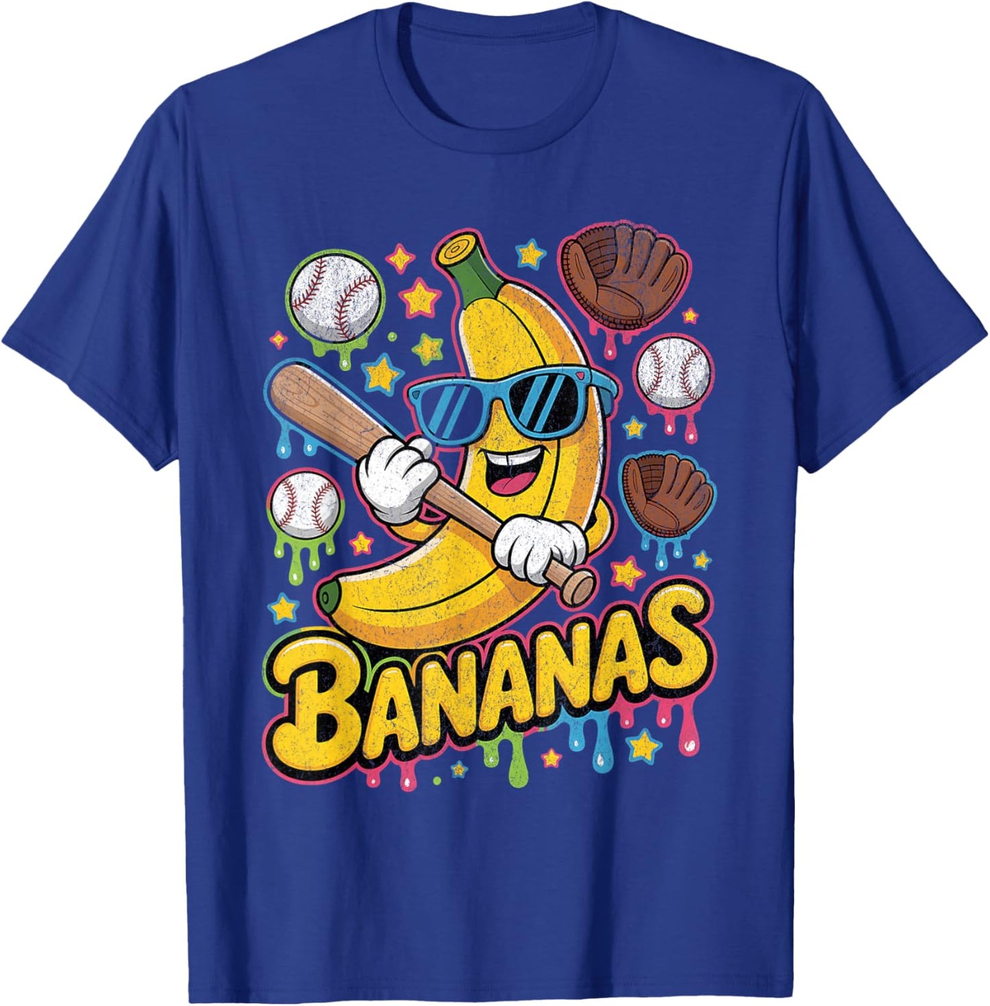 Banana Funny Baseball Drip Kids Youth Boys Girls Sport Teens T-Shirt - T-Shirt | Royal