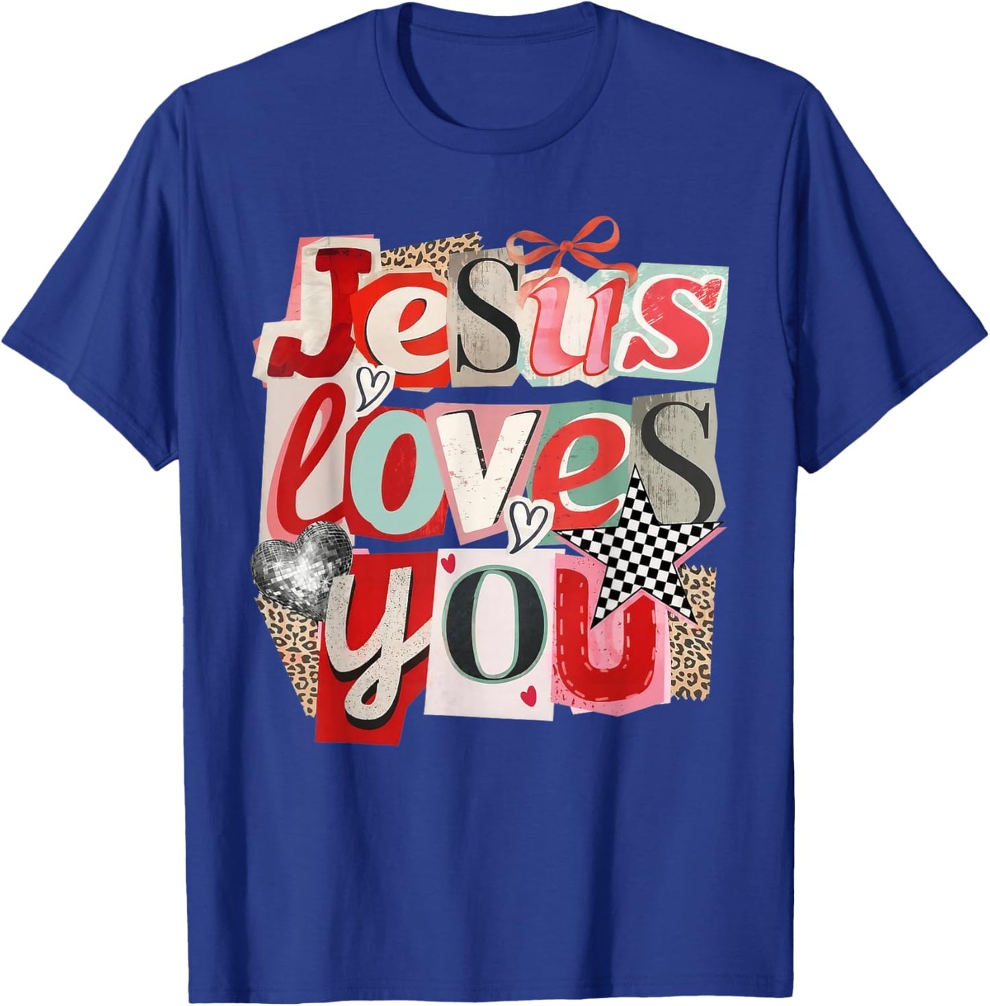 Jesus Loves You Retro Valentine Jesus Bible Verse Design T-Shirt - T-Shirt | Royal
