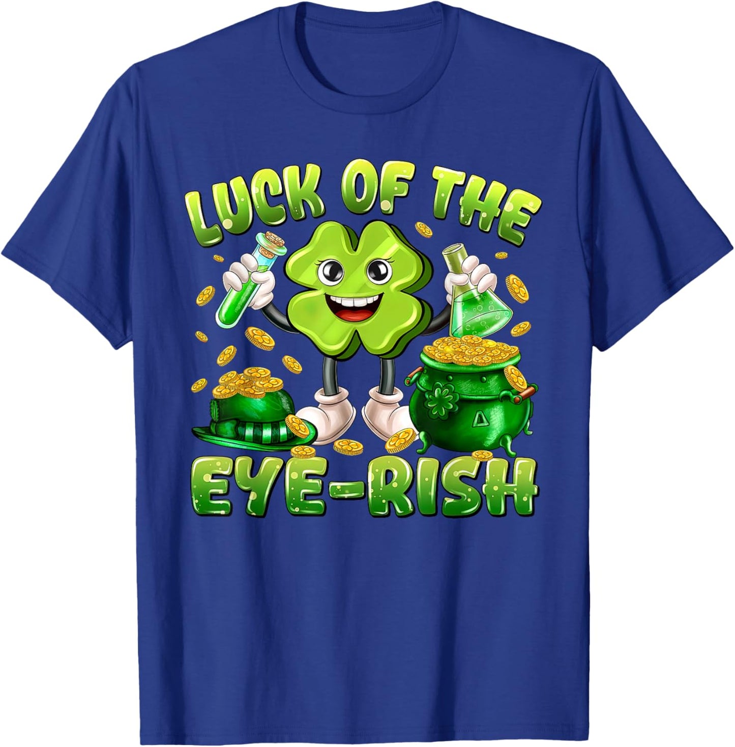 Luck of The Eye-Rish Shamrock St Patrick's Day Optometry Eye T-Shirt - T-Shirt | Royal