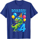Kids Dinosaur T-Rex Roar I'm 4 Funny 4th Birthday Party Kids T-Shirt - T-Shirt | Royal
