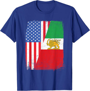 Persian American Flag USA Persia Roots Heritage T-Shirt - T-Shirt | Royal