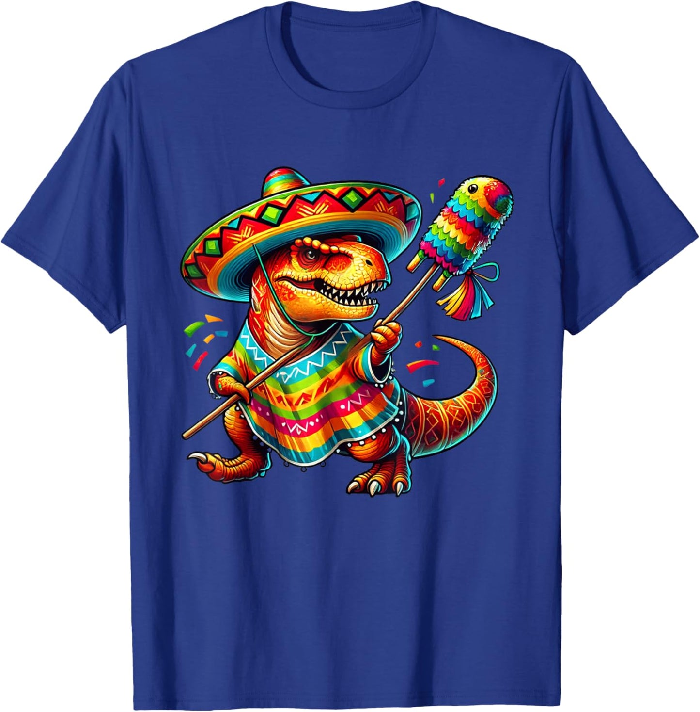 T-Rex Pinata Sombrero Cinco de Mayo Mexican Dinosaur Boys T-Shirt - T-Shirt | Royal