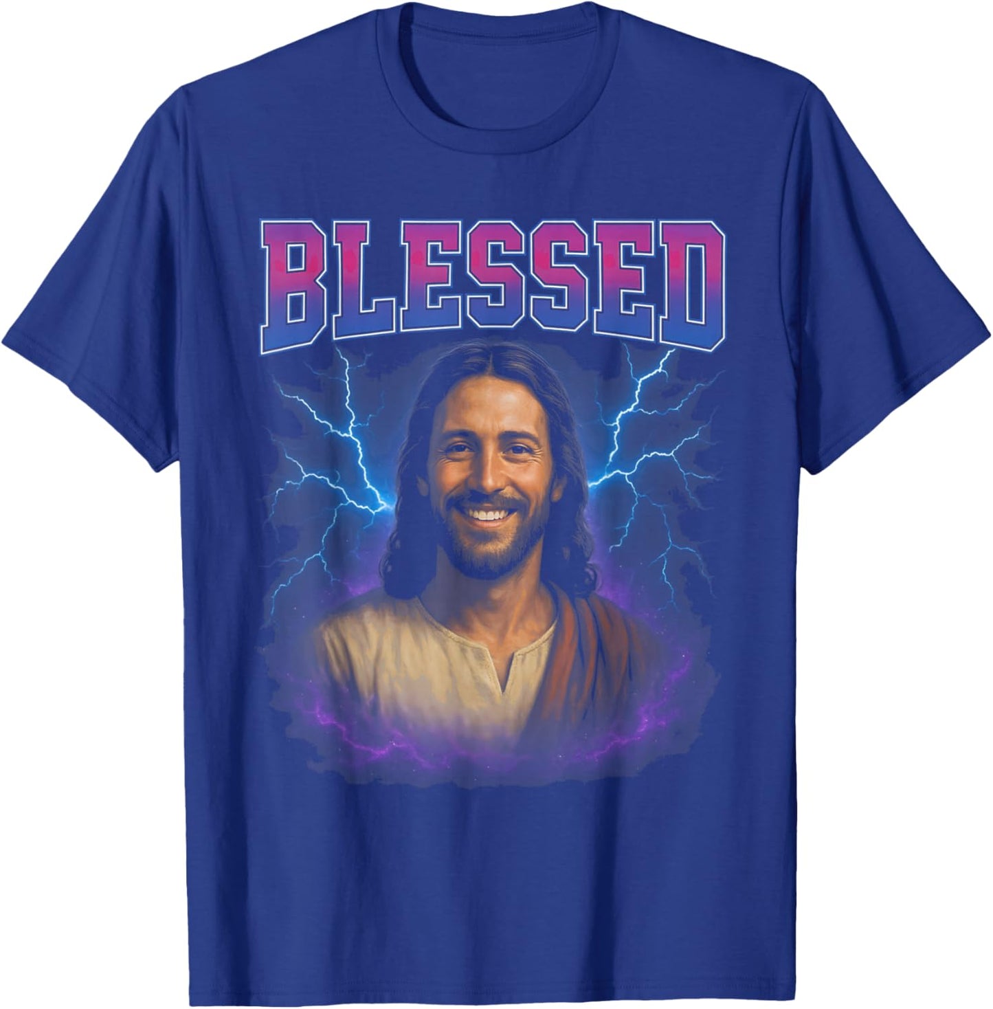 Blessed Jesus - Funny Cringy Meme Overloaded Christian T-Shirt - T-Shirt | Royal