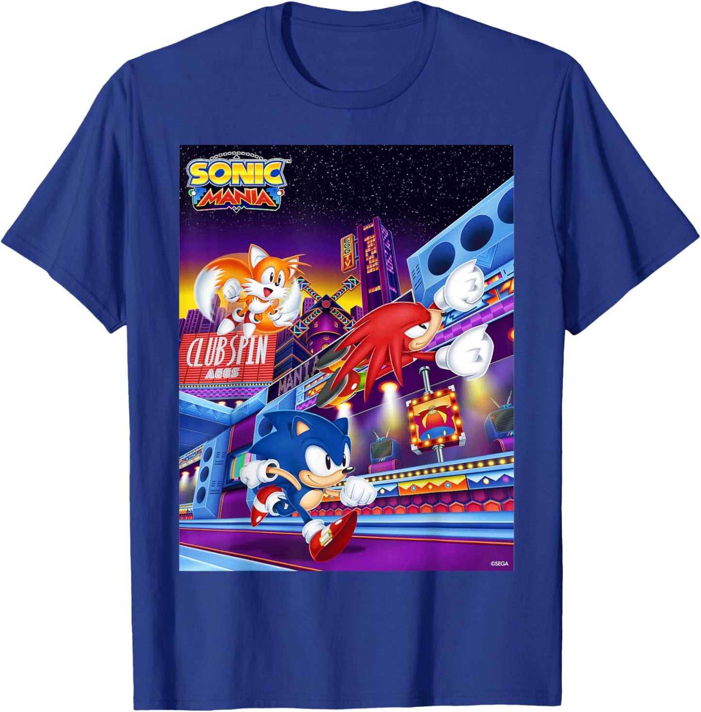 Sonic The Hedgehog - Sonic Mania Club Spin T-Shirt - T-Shirt | Royal