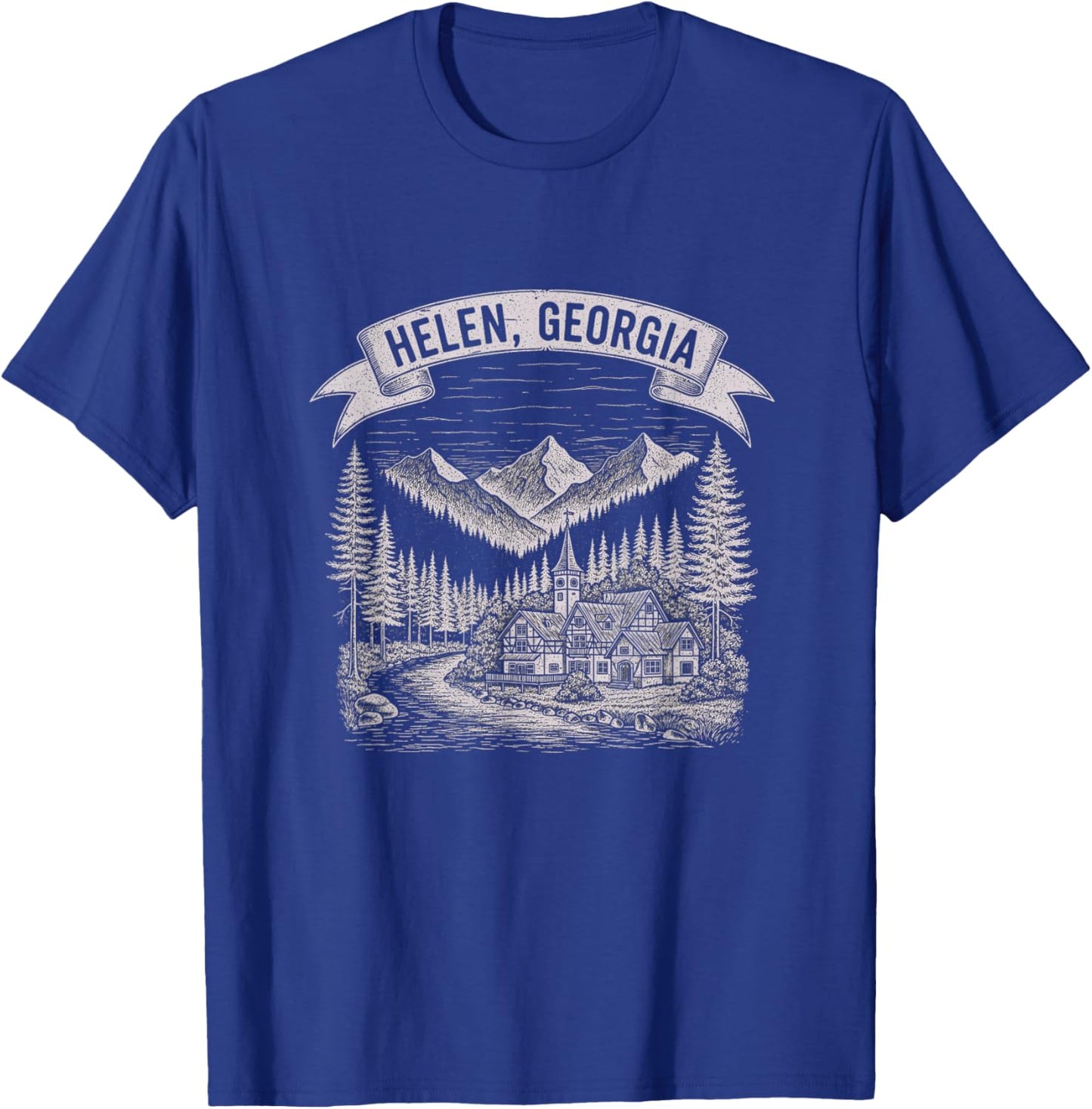 Vintage Helen Georgia Sketch Art Design T-Shirt - T-Shirt | Royal