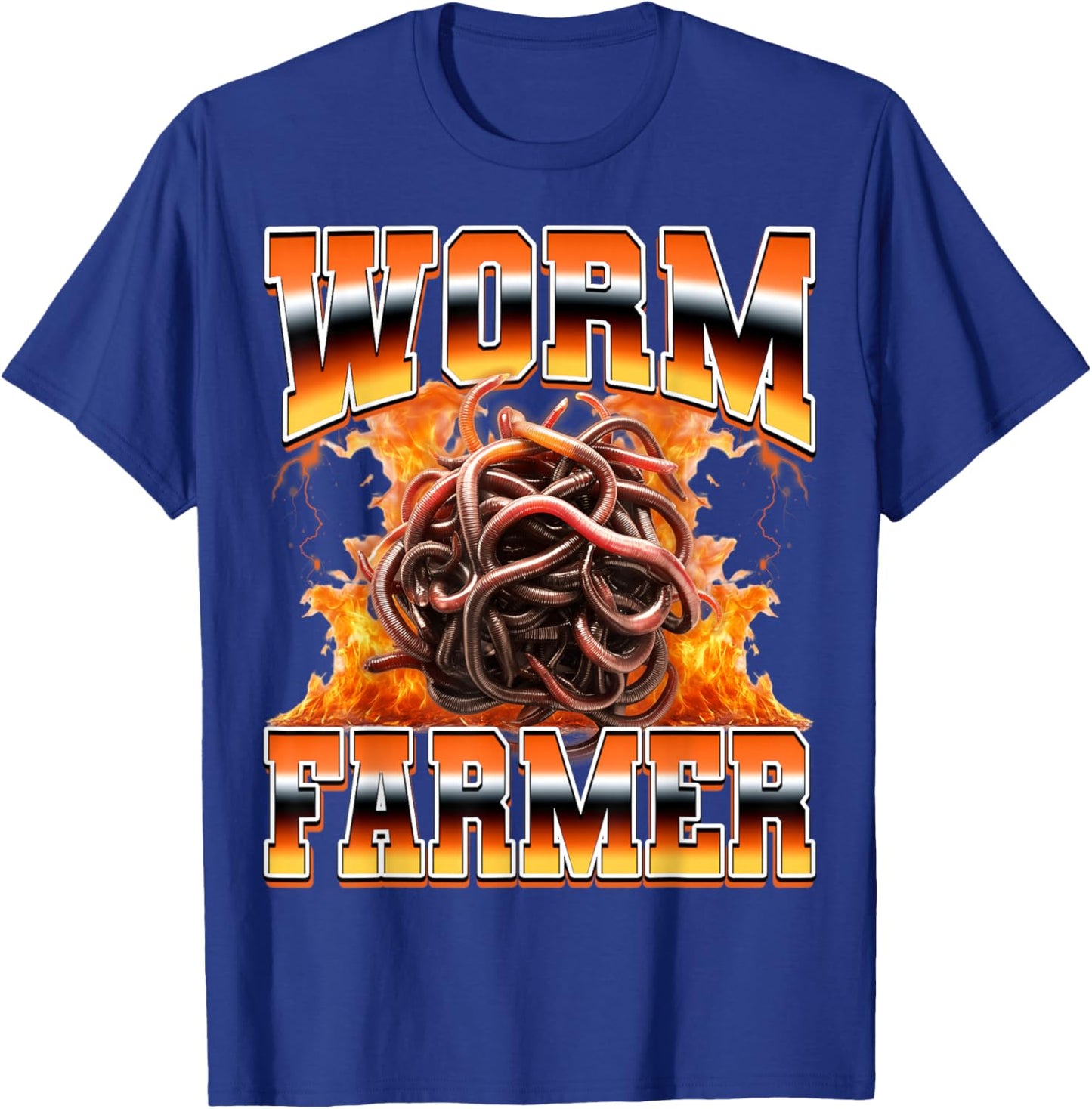 Worm Farmer Worm Farming Worm Farm Vermiculture 90s Bootleg T-Shirt - T-Shirt | Royal