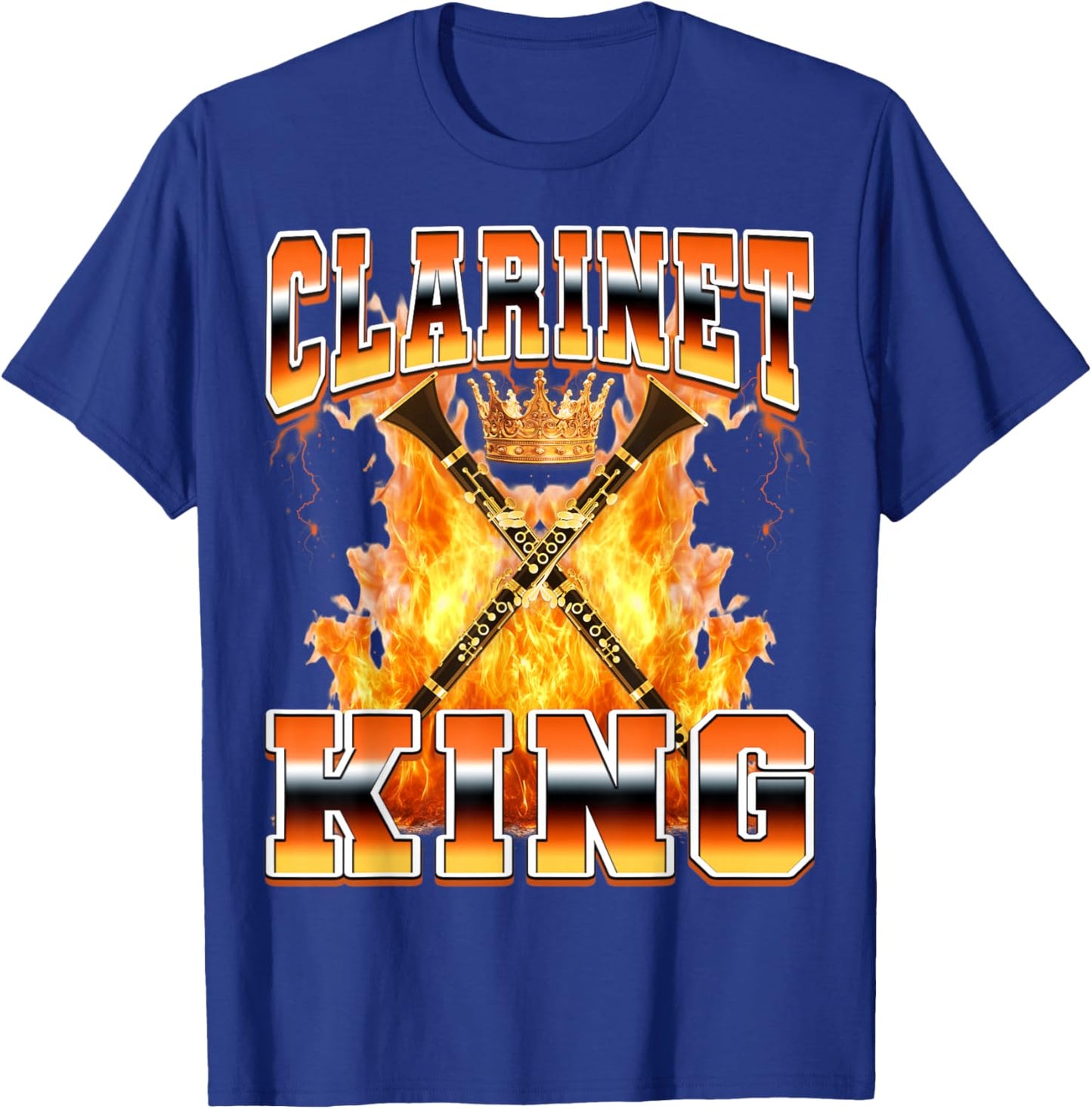 Clarinet King Instrument Clarinet Player Clarinetist 90s T-Shirt - T-Shirt | Royal