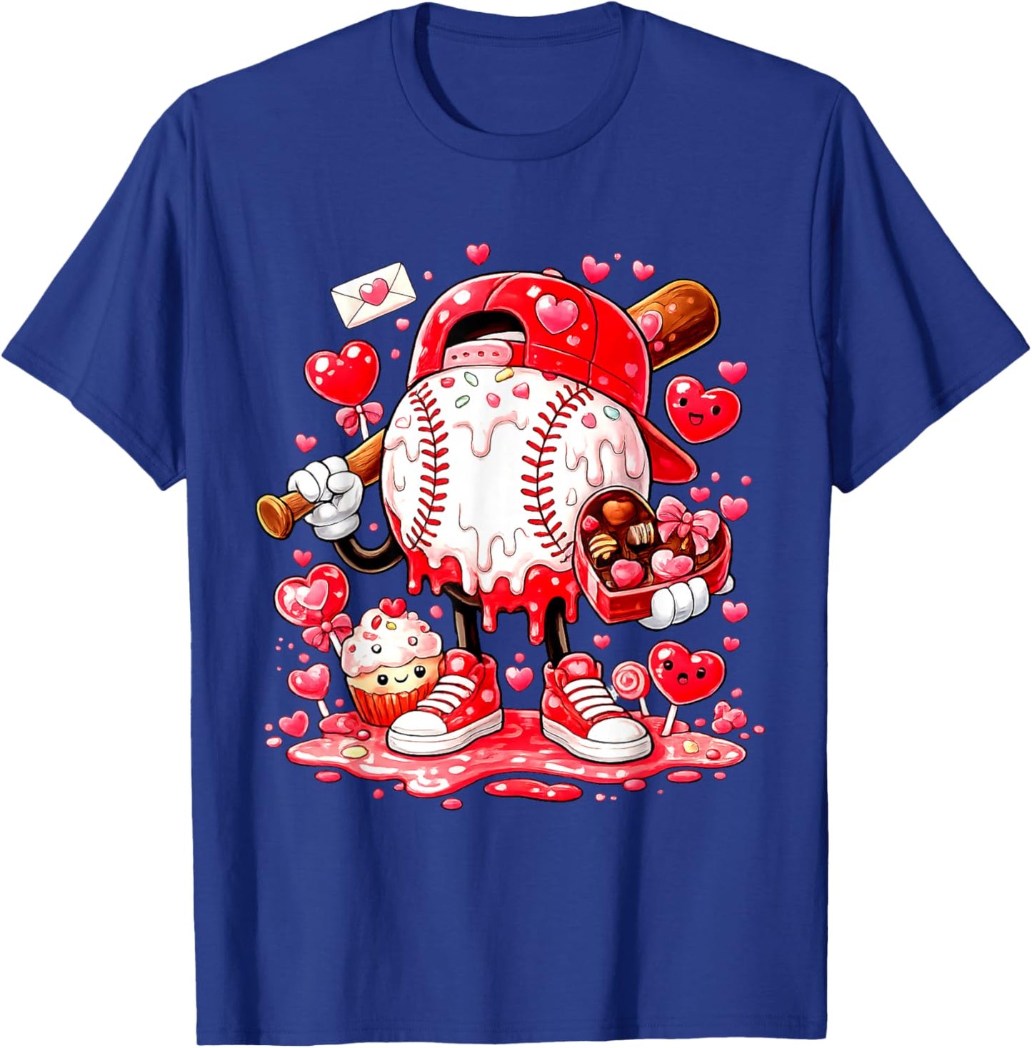 Baseball Drip Ice Cream Boys Kids Youth Valentines T-Shirt - T-Shirt | Royal