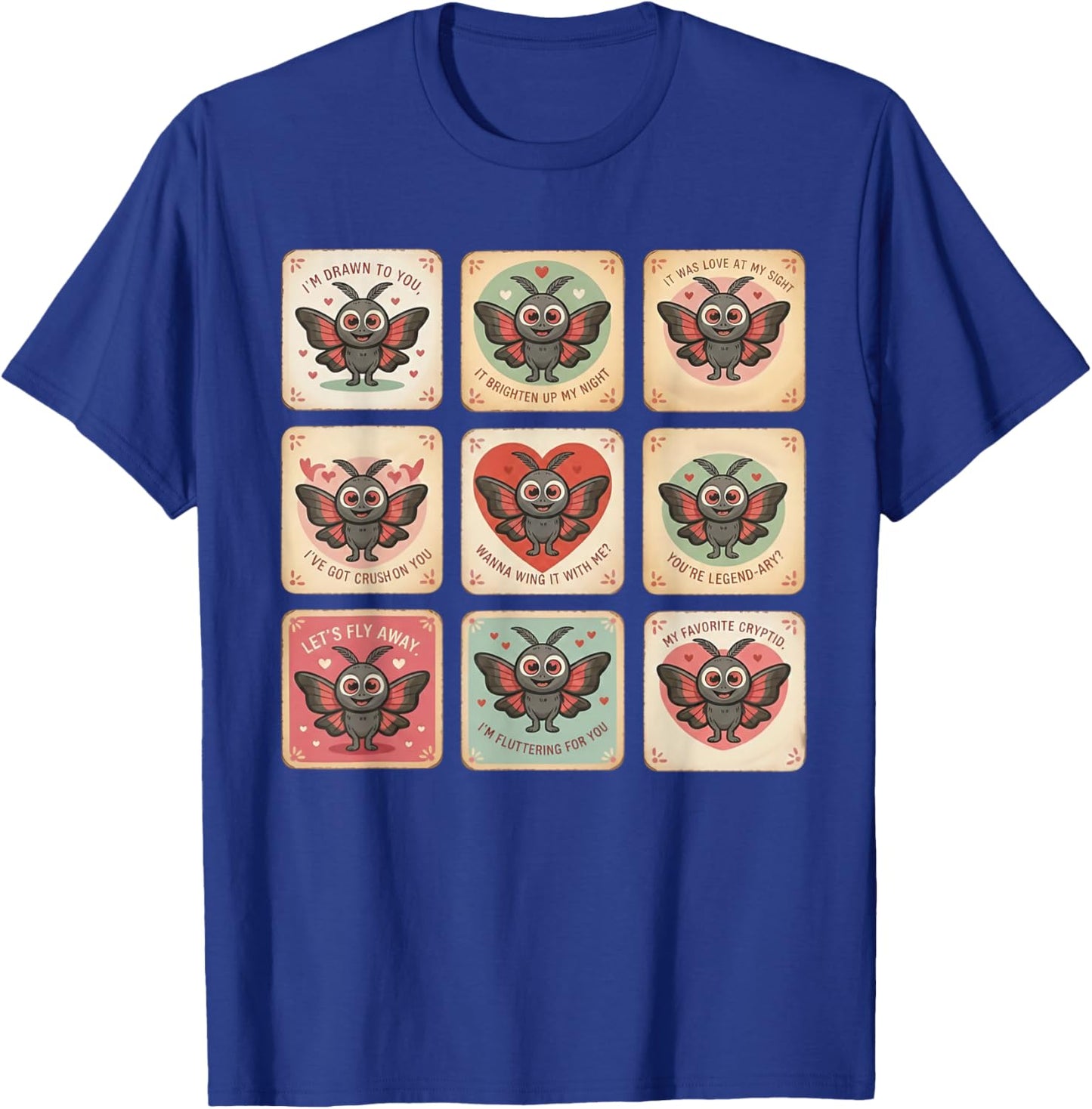 Cute Mothman Valentine Puns Cryptid Lover Cards T-Shirt - T-Shirt | Royal