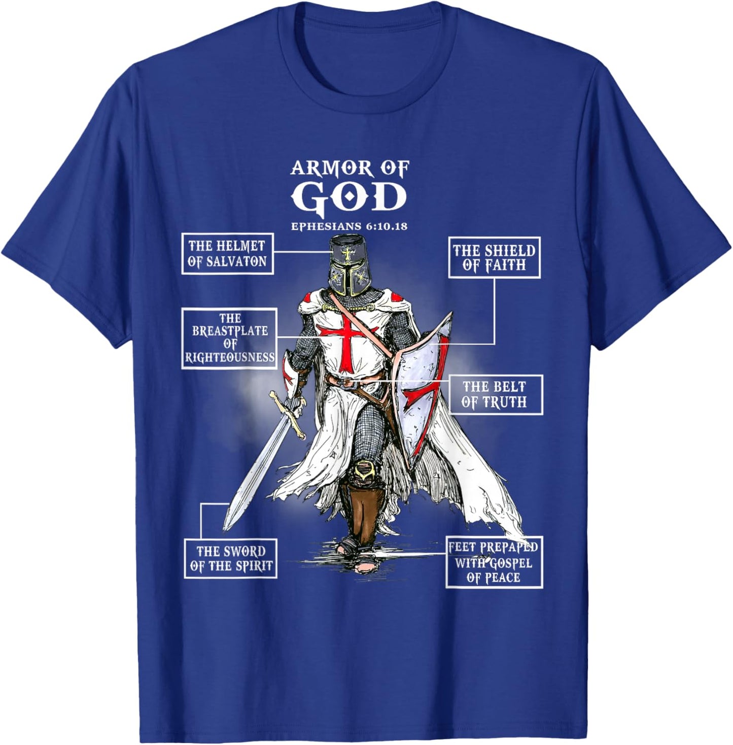 Armor of God Knight Templar Christian T-Shirt - T-Shirt | Royal