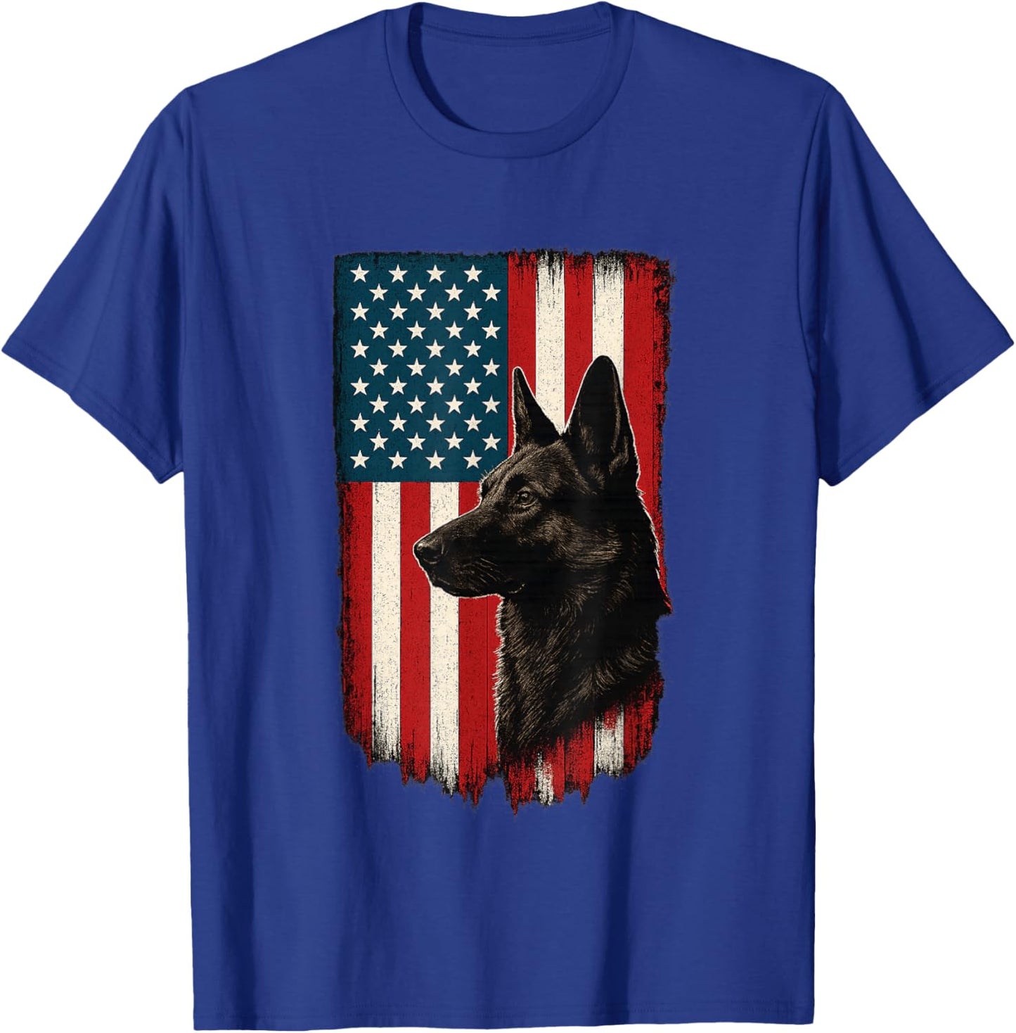 German Shepherd American Flag USA Patriotic Dog T-Shirt - T-Shirt | Royal