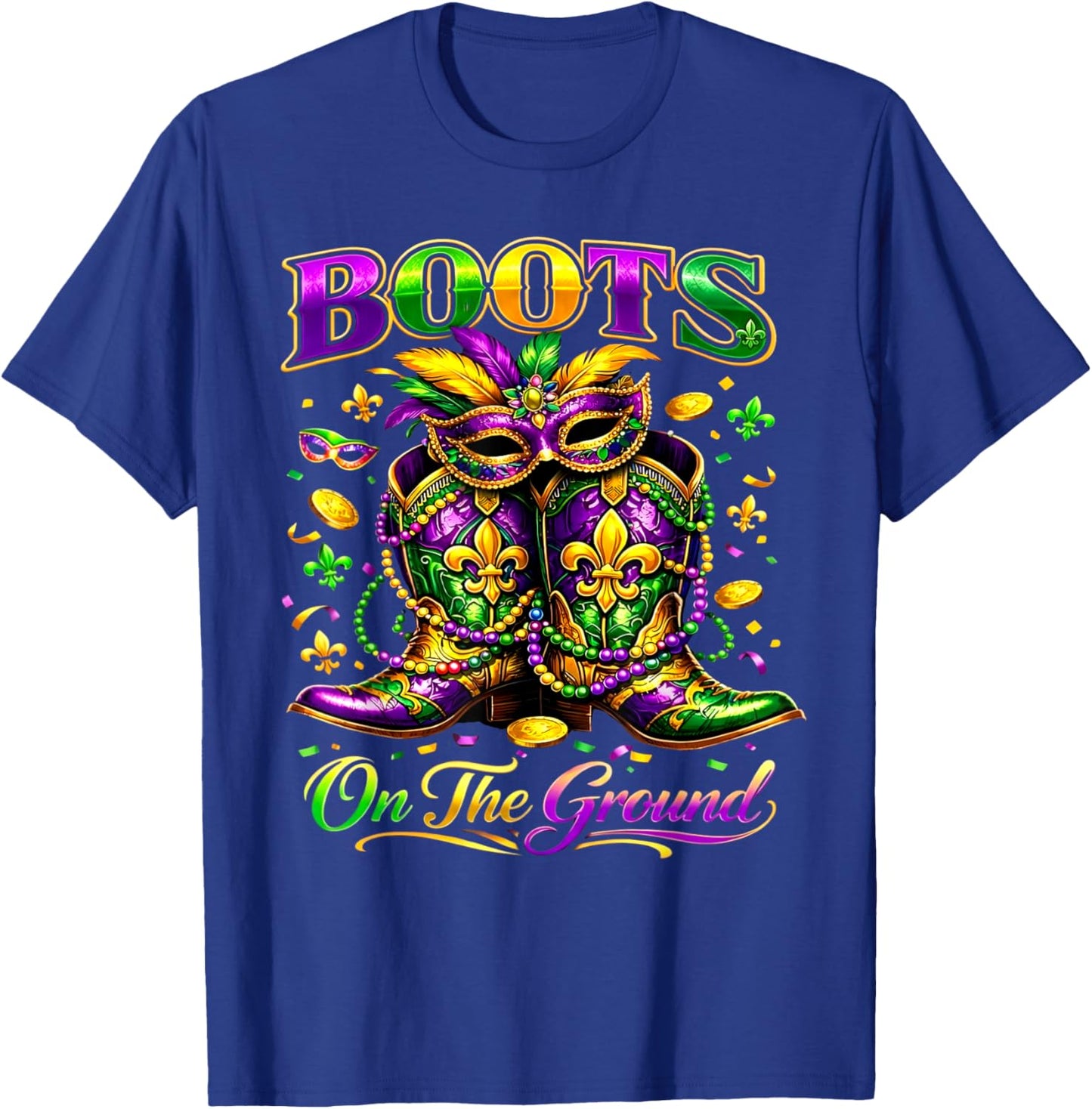 Mardi Gras Boots On The Ground Cowgirl Western Black History T-Shirt - T-Shirt | Royal