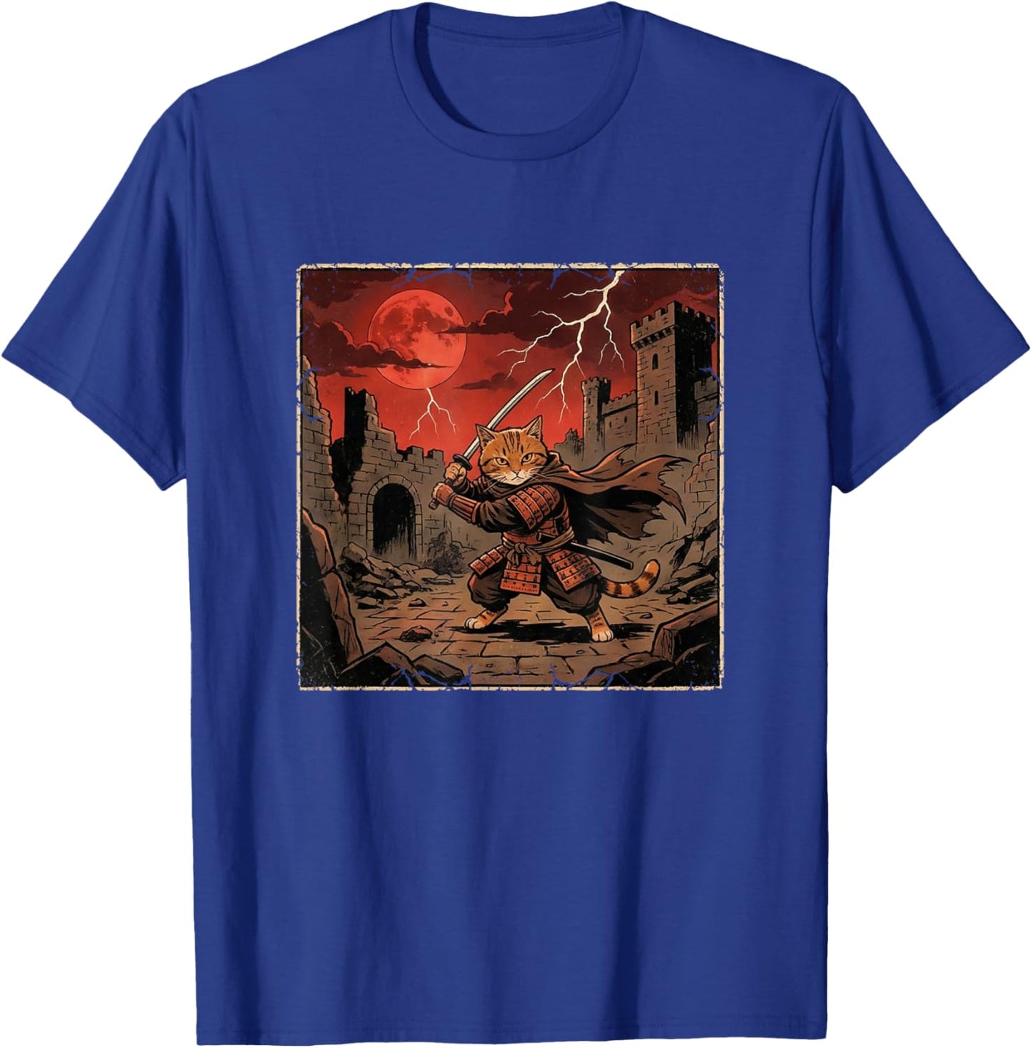 Japanese Vintage Warrior Samurai Orange Tabby Cat T-Shirt - T-Shirt | Royal