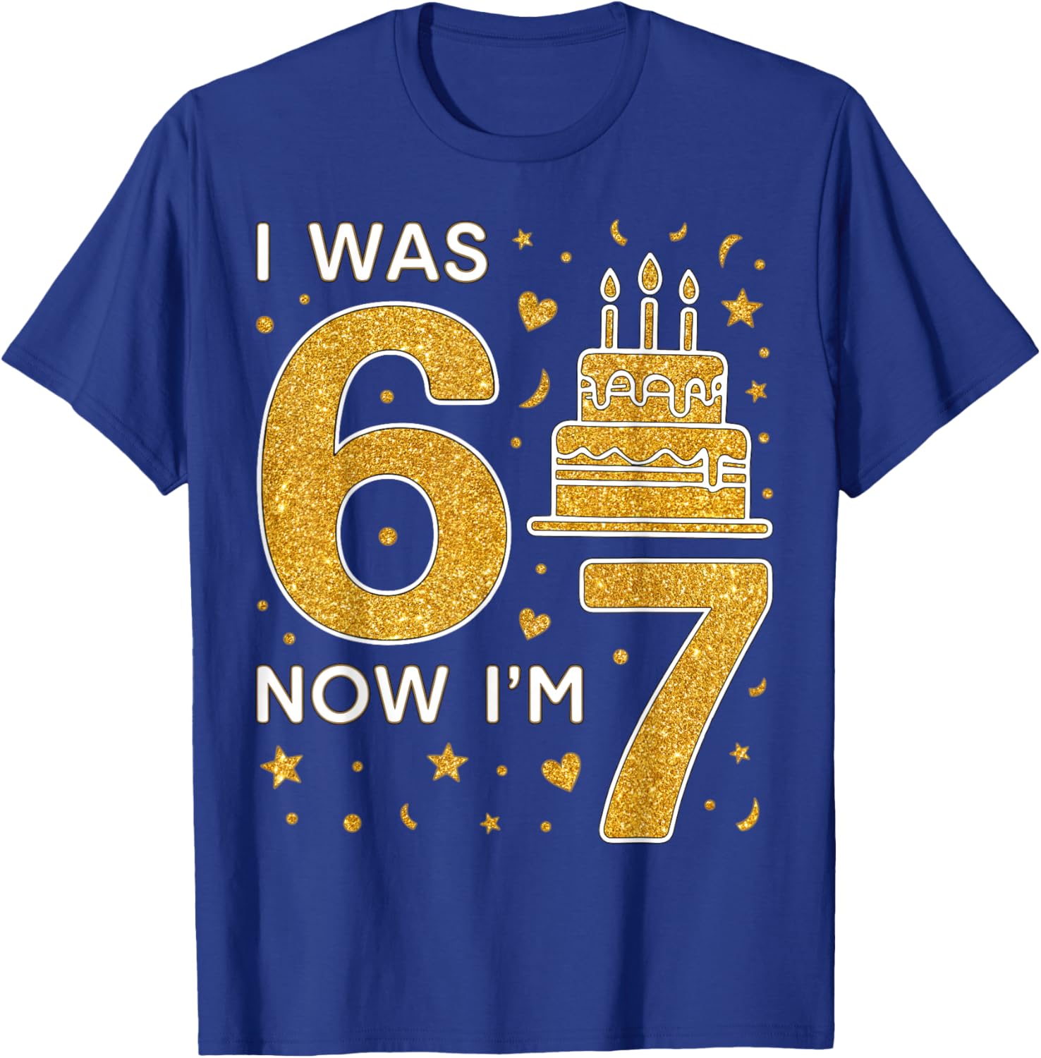 7th Birthday Boys Girls I was 6 Now I’m 7 Birthday Family T-Shirt - T-Shirt | Royal