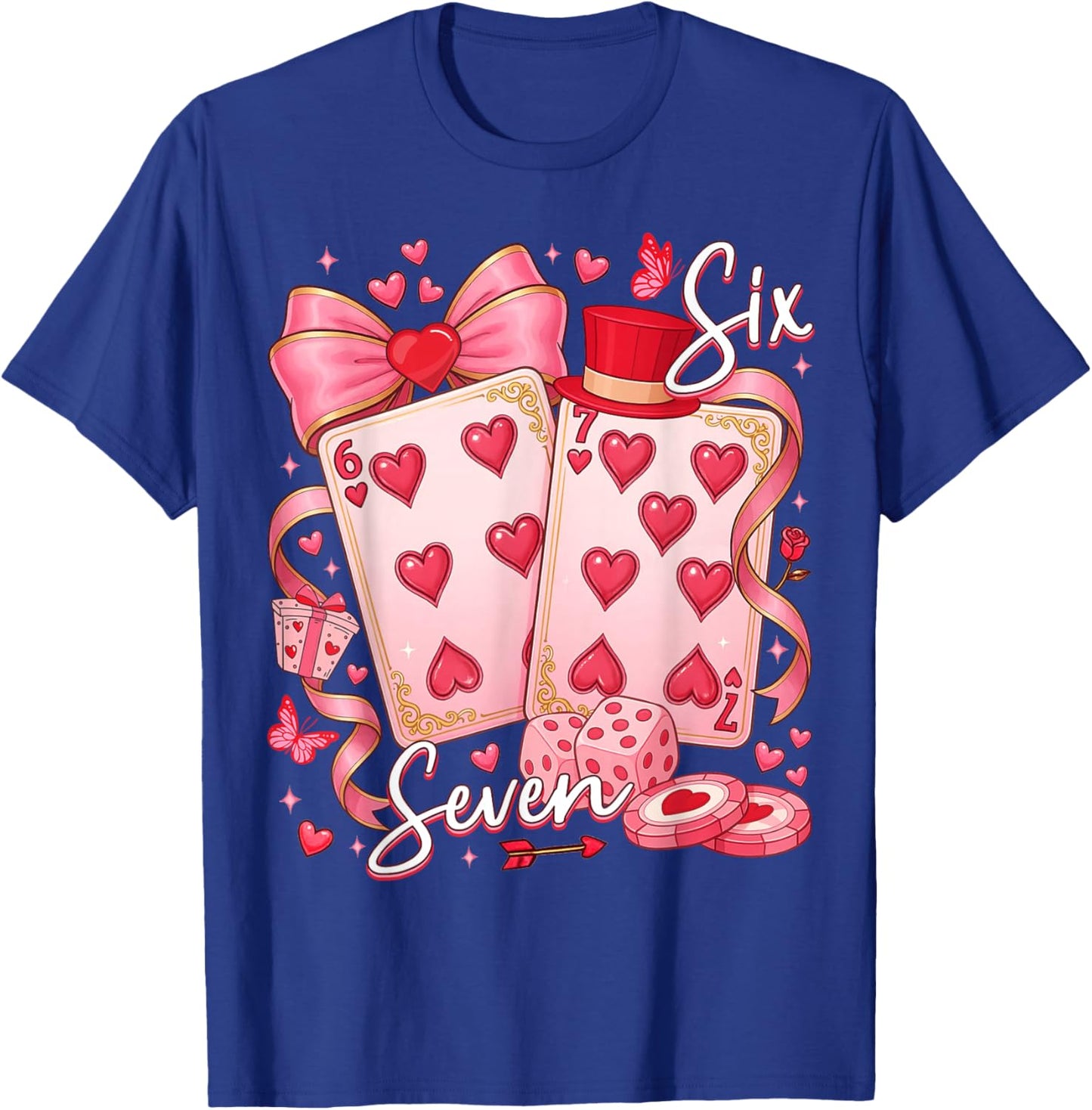 Funny Meme Six Seven 67 Valentine Playing Cards 67 Men Women T-Shirt - T-Shirt | Royal