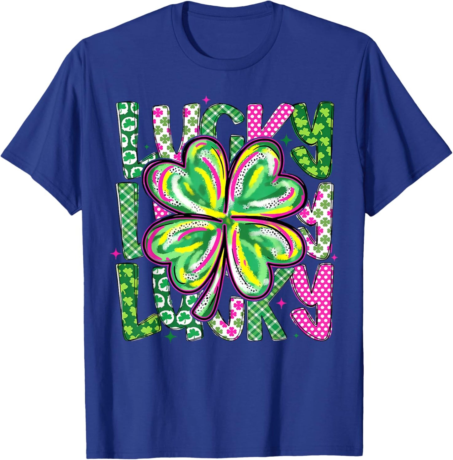 Lucky Shamrock Coquette Bow St Patricks Day Women Girl T-Shirt - T-Shirt | Royal