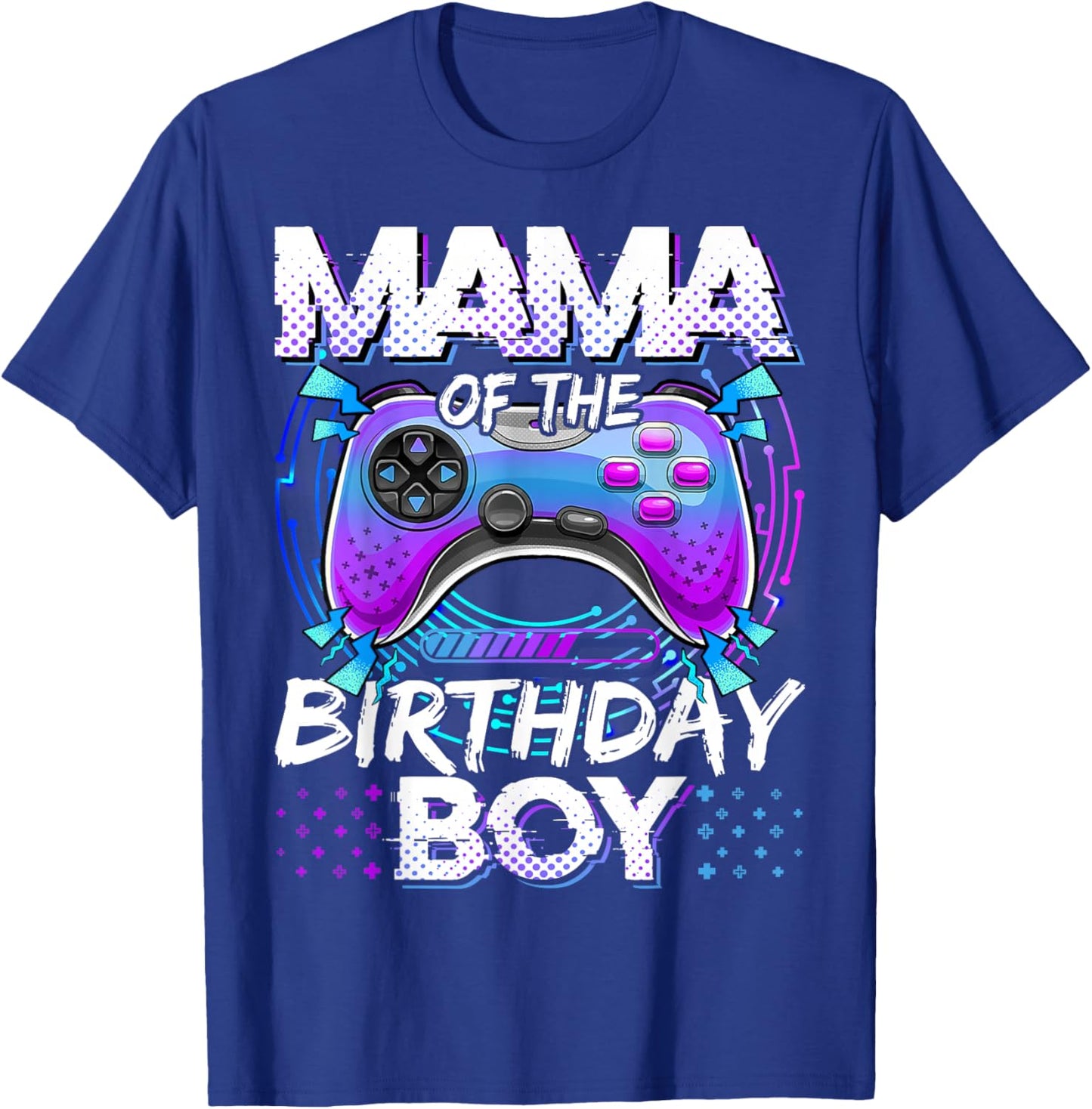 Mama of The Birthday Boy Video Game Controller Matching T-Shirt - T-Shirt | Royal