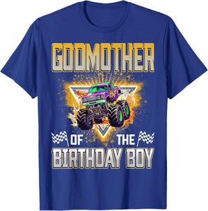 Godmother of The Birthday Boy Monster Truck Birthday Family T-Shirt - T-Shirt | Royal