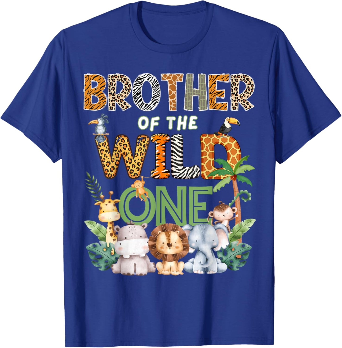 Brother of The Wild One Safari 1St Birthday Kids T-Shirt - T-Shirt | Royal