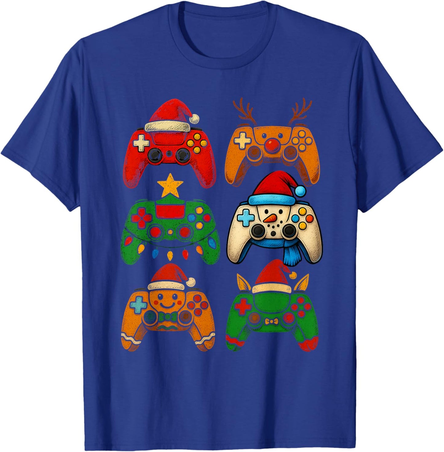 Christmas Gamer Game Controller Xmas Gaming Boys Kids Men T-Shirt - T-Shirt | Royal