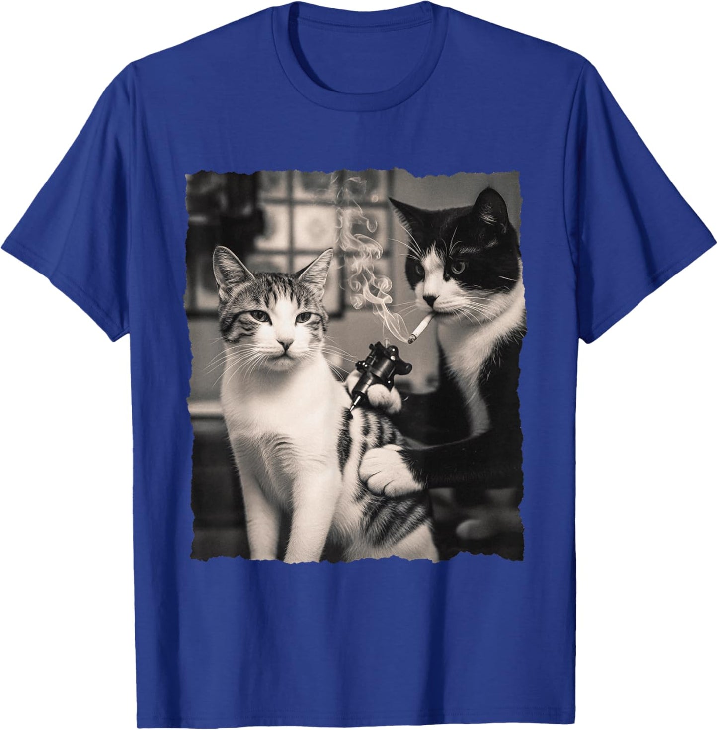 Vintage Cat Smoking Tattoo Inked Kitty Artist Funny Tattooin T-Shirt - T-Shirt | Royal