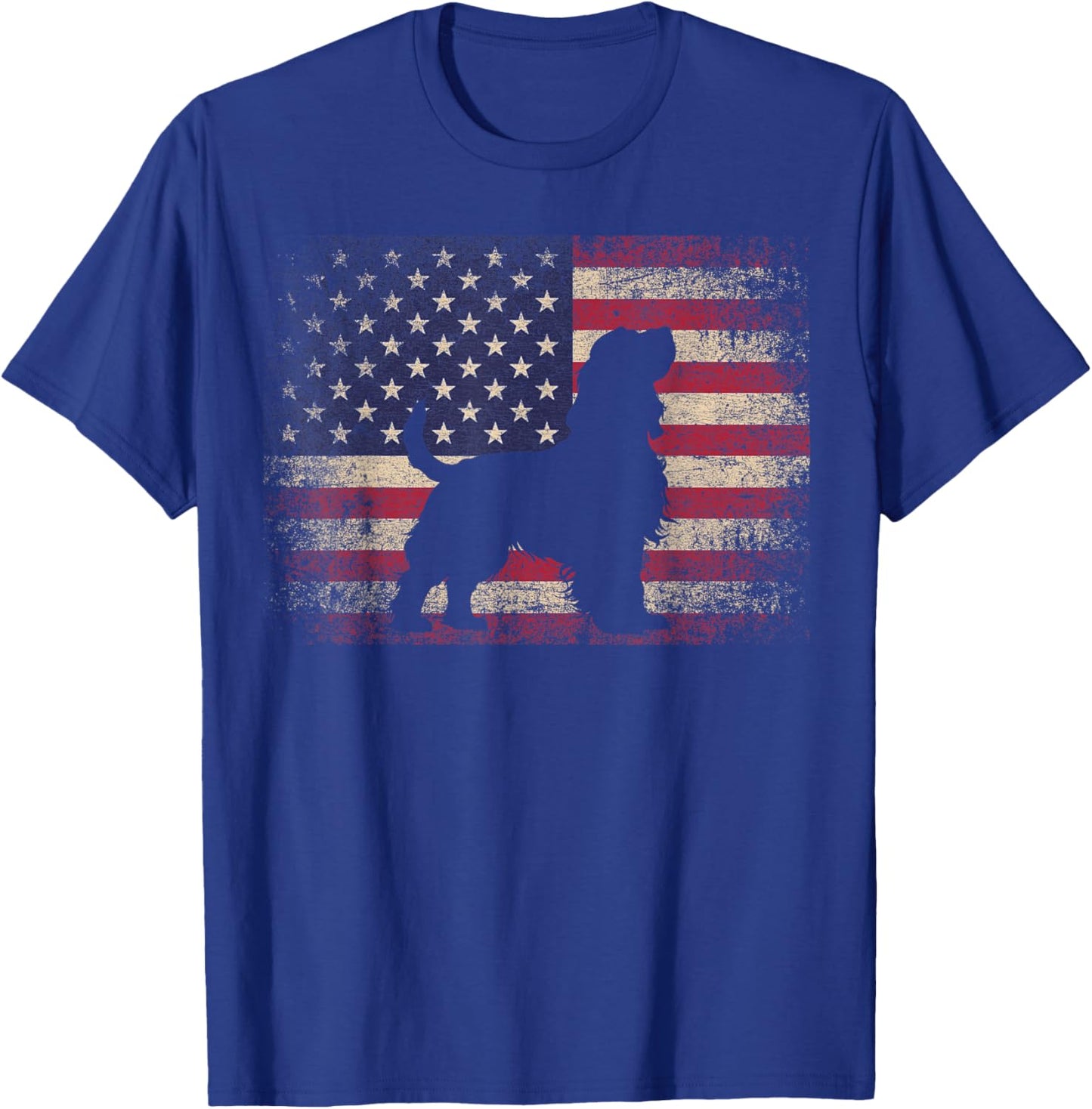 Cocker Spaniel Dog - 4th of July American Flag Vintage T-Shirt - T-Shirt | Royal
