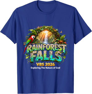 Rainforest Falls VBS 2026 Exploring The Nature of God T-Shirt - T-Shirt | Royal