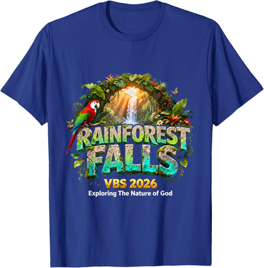 Rainforest Falls VBS 2026 Exploring The Nature of God T-Shirt - T-Shirt | Royal