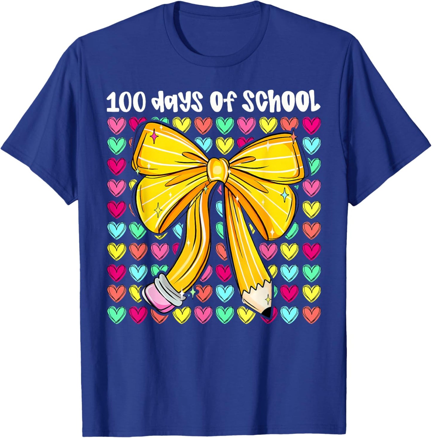 100th Day of School 100 Days Teacher Coquette Bow Girl Women T-Shirt - T-Shirt | Royal