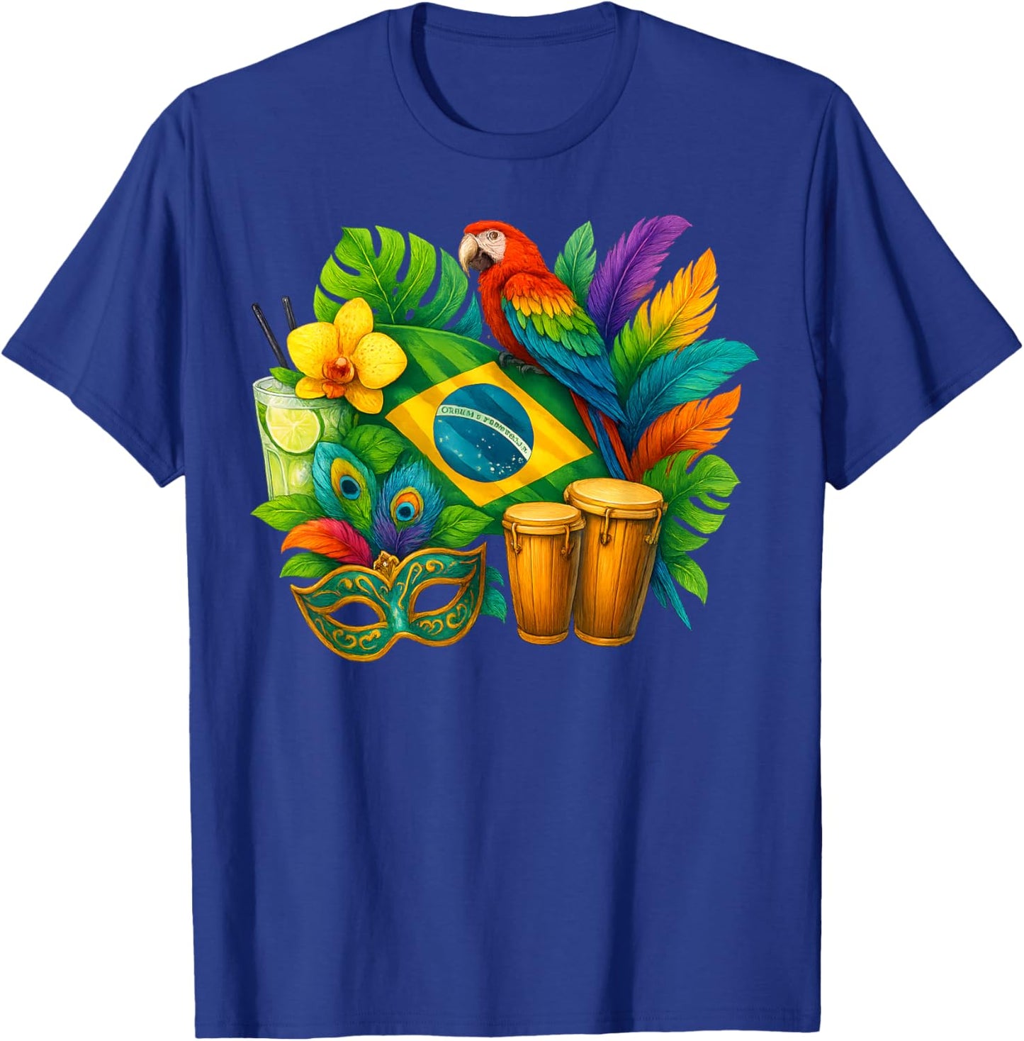 Brazil Flag Vacation Travel Brazilian Culture Men Women Kids T-Shirt - T-Shirt | Royal
