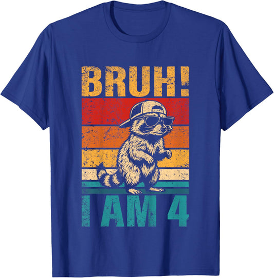 4 Year Old Birthday Raccoon Bruh It's My 4th Birthday T-Shirt - T-Shirt | Royal