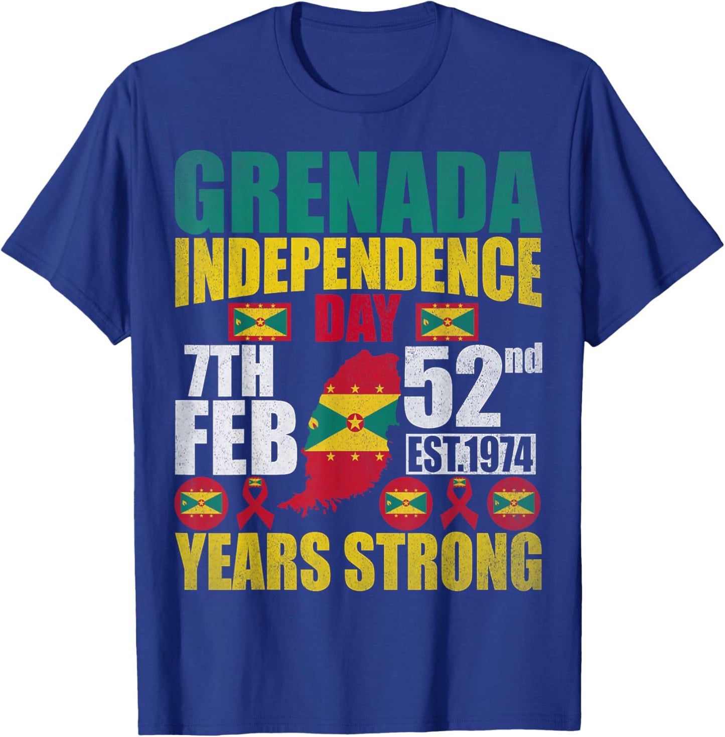 Grenada 52nd Independence Day Grenadian Pride Grenada Flag T-Shirt - T-Shirt | Royal