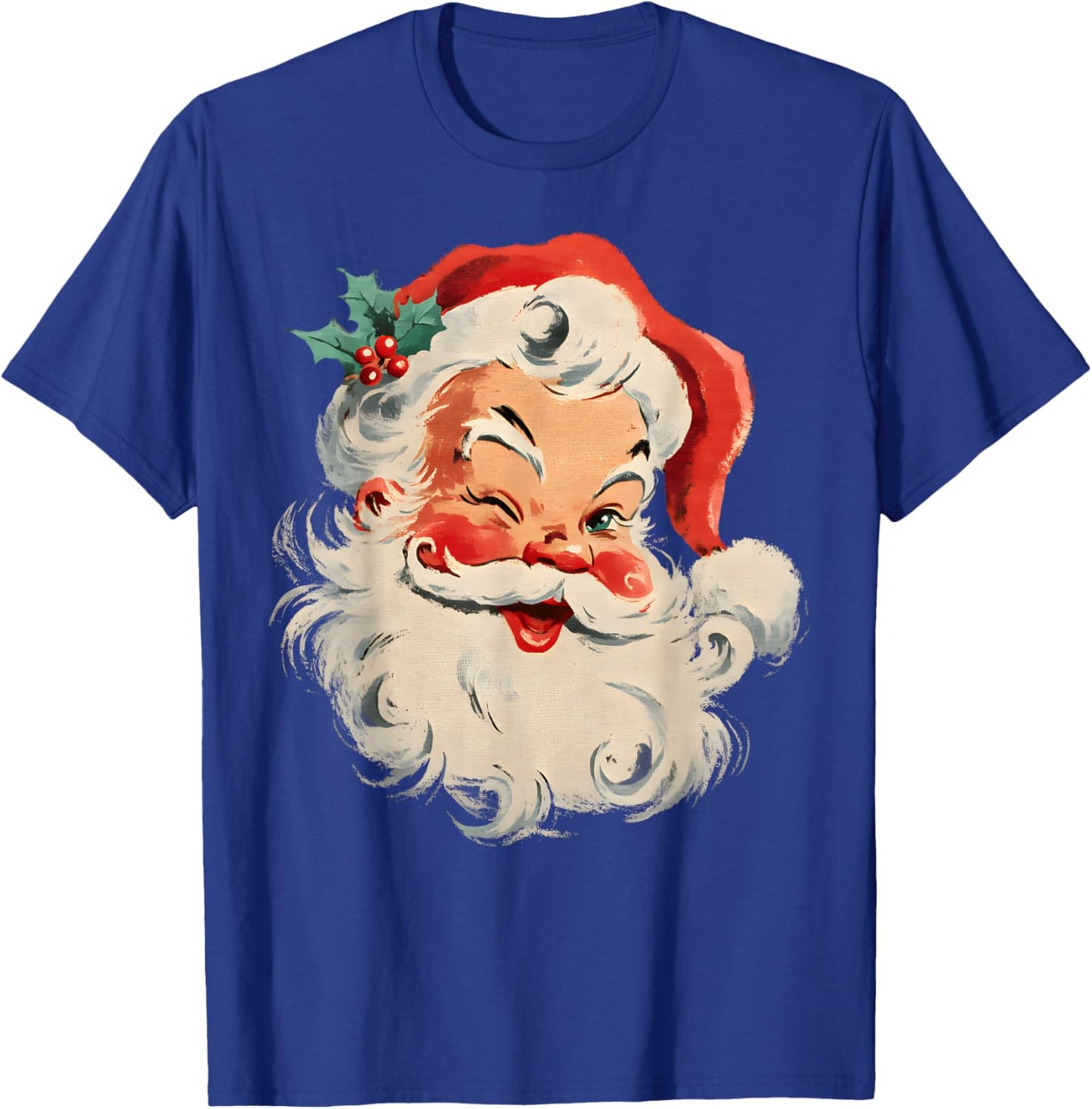Vintage Retro Merry Christmas Cool Santa Claus Face T-Shirt - T-Shirt | Royal