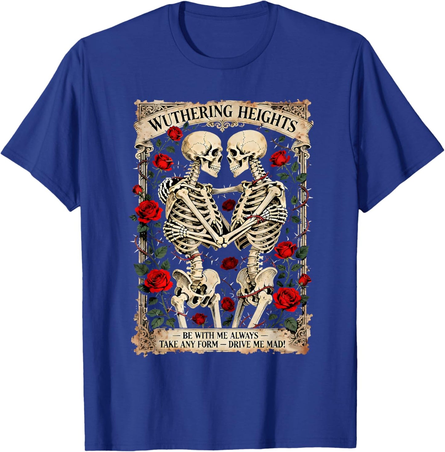 Wuthering Heights Gothic Skull Literary Art T-Shirt - T-Shirt | Royal