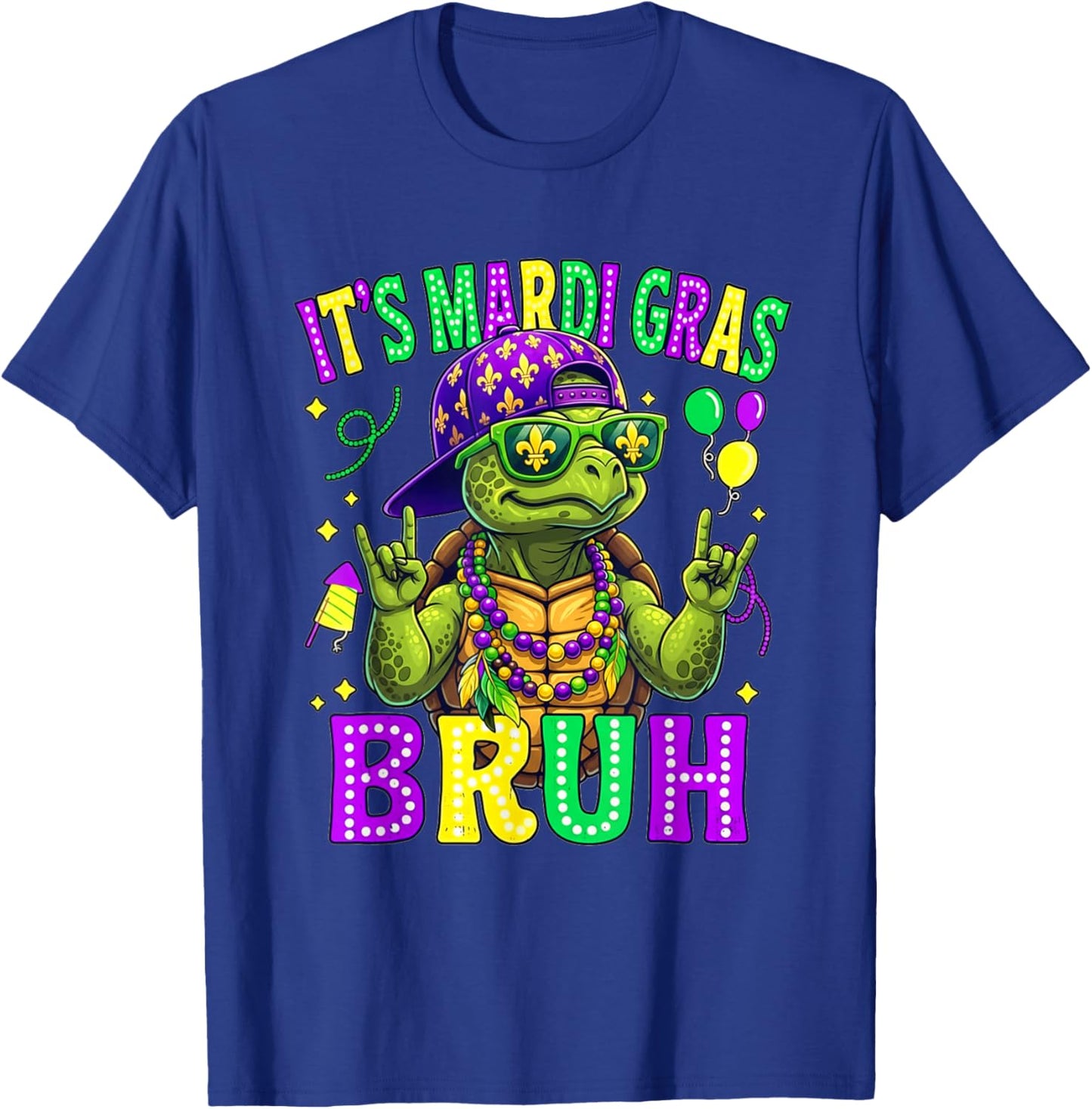 Turtle Bruh Mardi Gras Boys Girls Kids Carnival Parade T-Shirt - T-Shirt | Royal