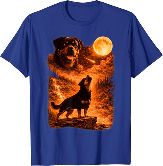 Rottweiler Howling to The Moon Funny Vintage Rottweiler Dog T-Shirt - T-Shirt | Royal